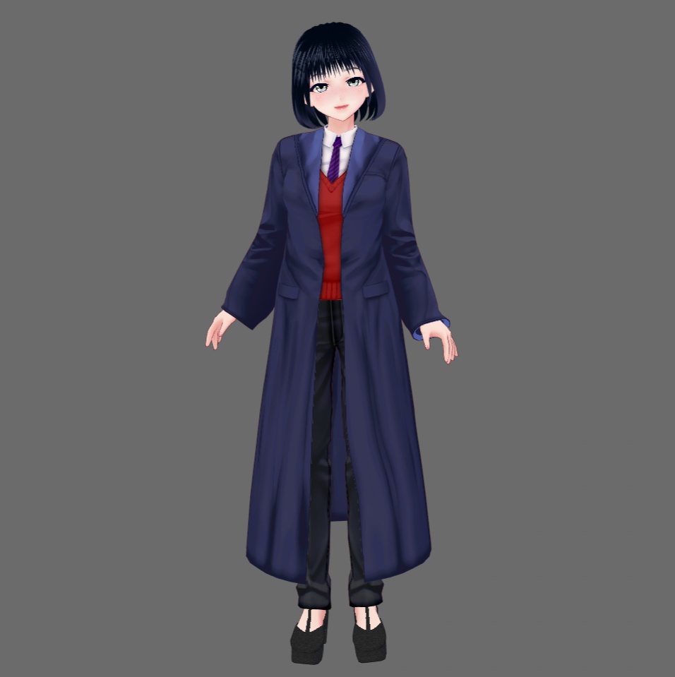 【Vroid】フード付きガウンコート(無料版あり)