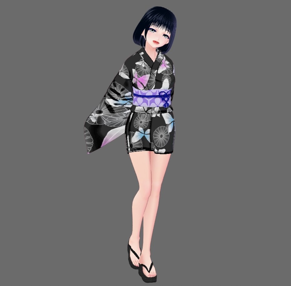 【Vroid】おてんば娘の浴衣セット(女性用/草履・下駄付)