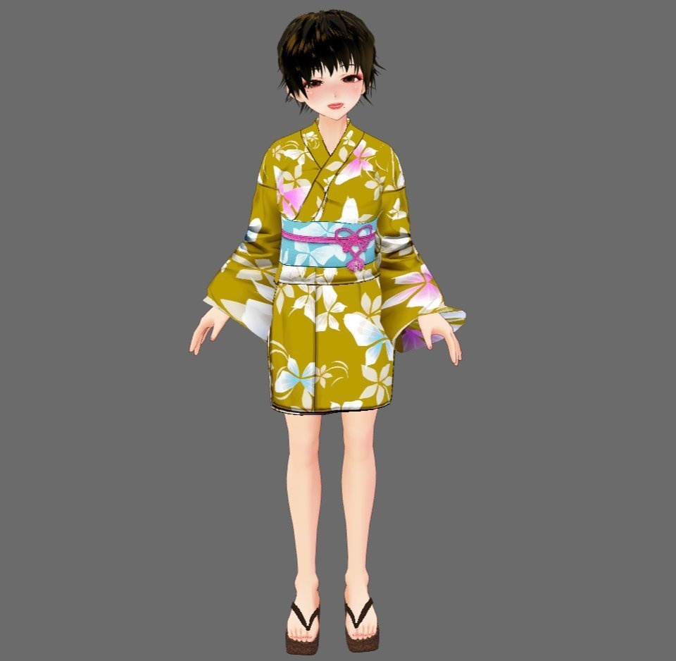 【Vroid】おてんば娘の浴衣セット(女性用/草履・下駄付)