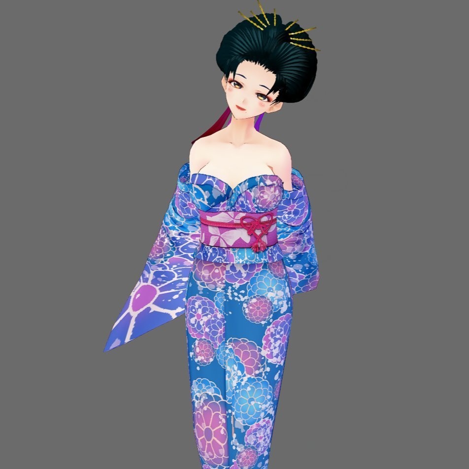 【Vroid】オフショル浴衣(女性・女装用/全5色)