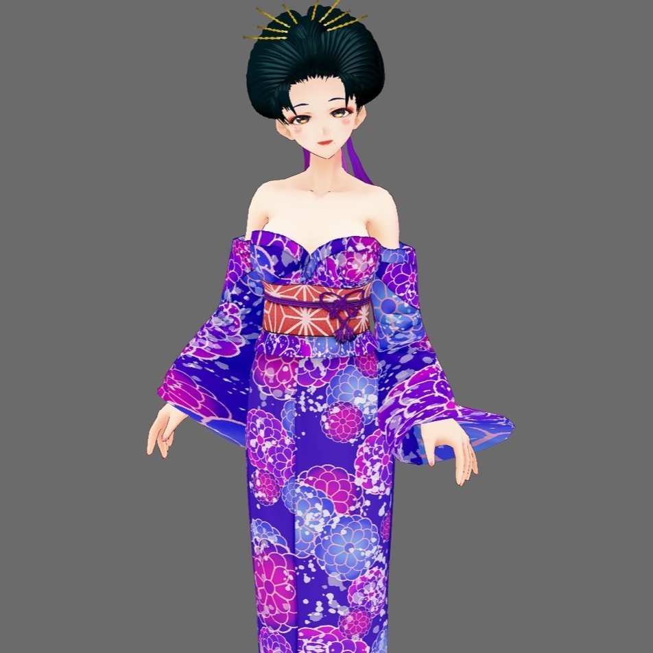 【Vroid】オフショル浴衣(女性・女装用/全5色)