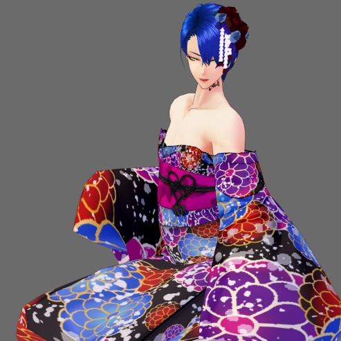 【Vroid】オフショル浴衣(女性・女装用/全5色)