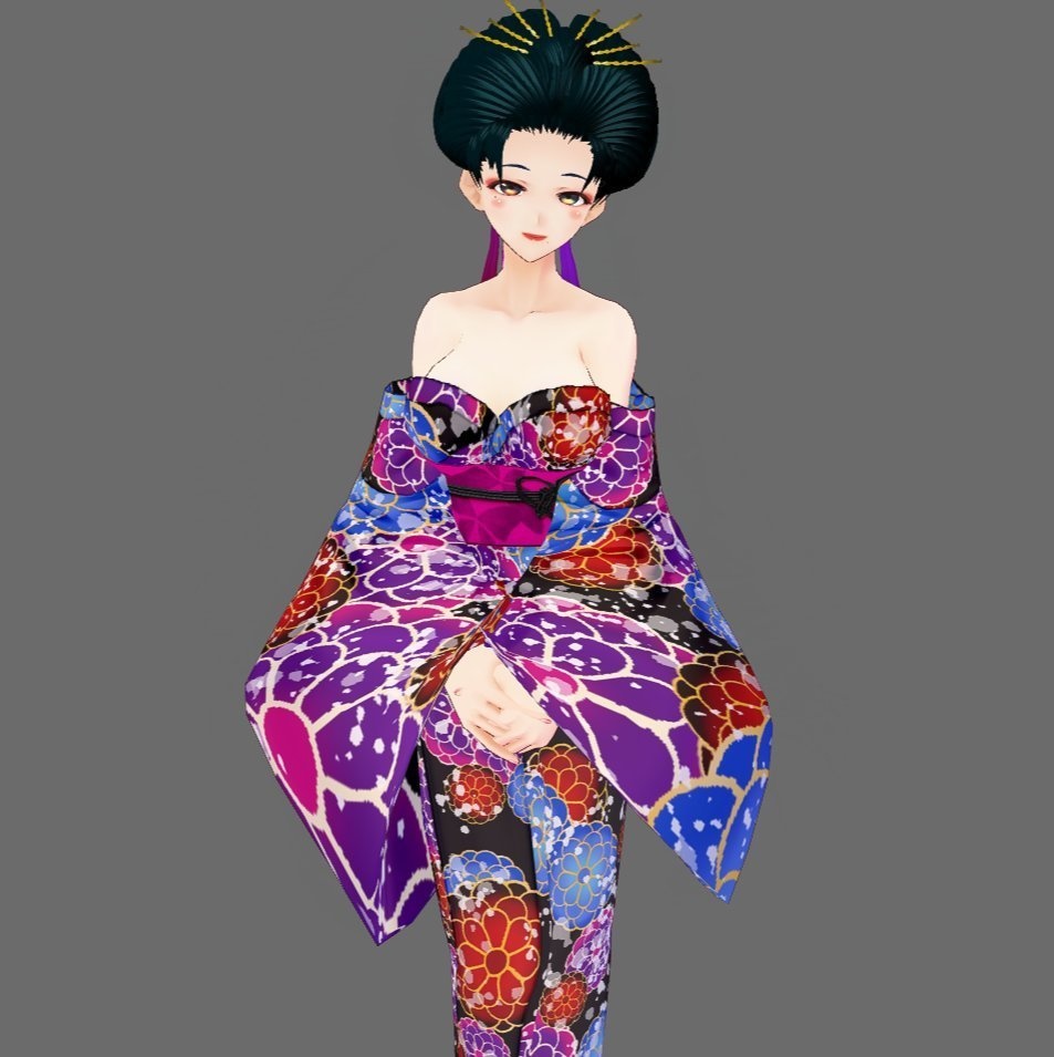 【Vroid】オフショル浴衣(女性・女装用/全5色)