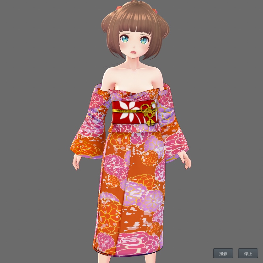 【Vroid】オフショル浴衣(女性・女装用/全5色)