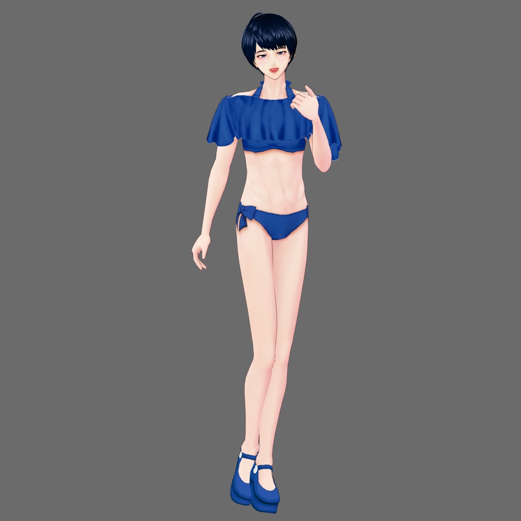 【Vroid】オフショルパレオ付きビキニ(男女兼用/全4色)