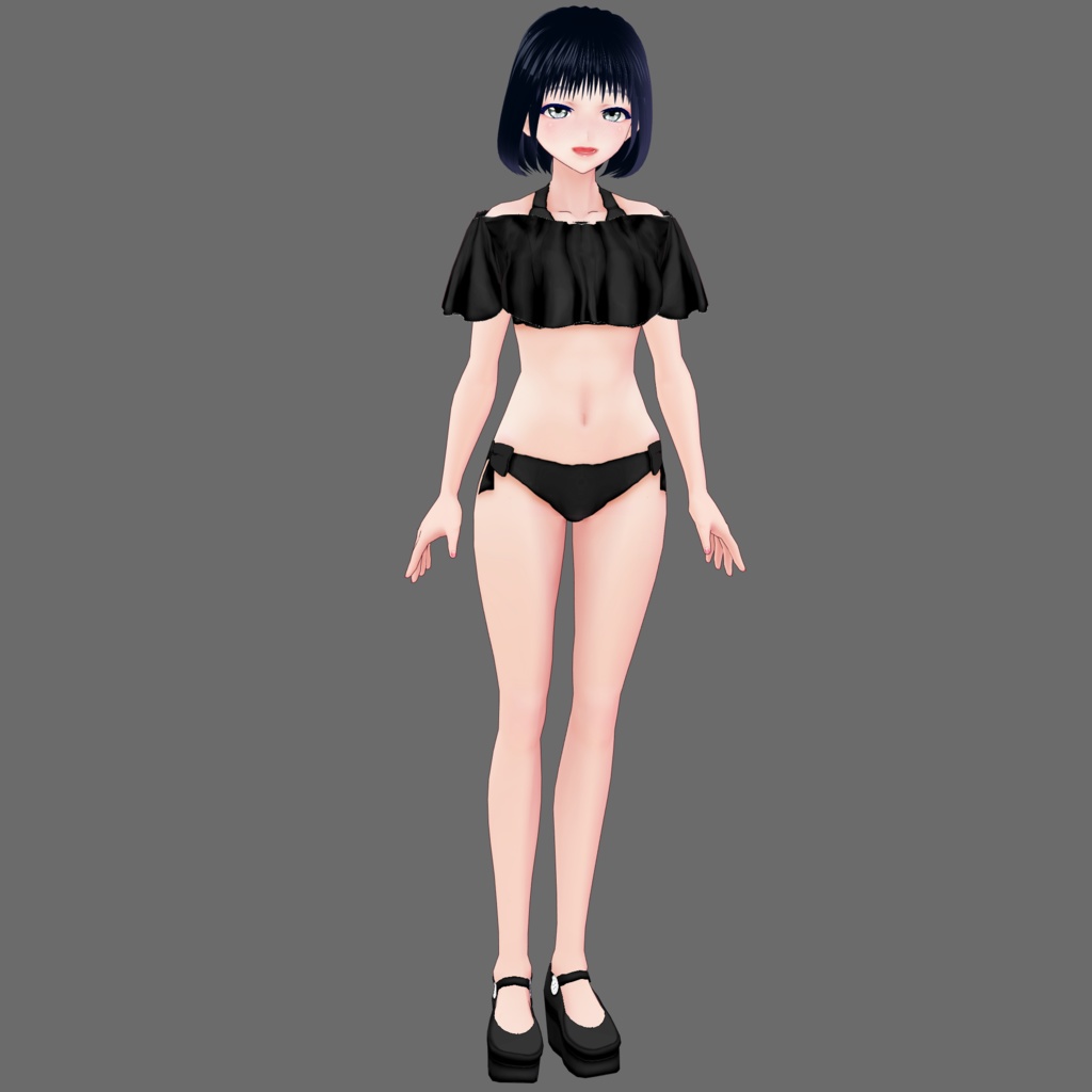 【Vroid】オフショルパレオ付きビキニ(男女兼用/全4色)