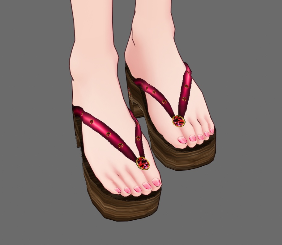 【Vroid】八月葉月・花火柄浴衣(女性・女装用/2色4パターン+下駄付)