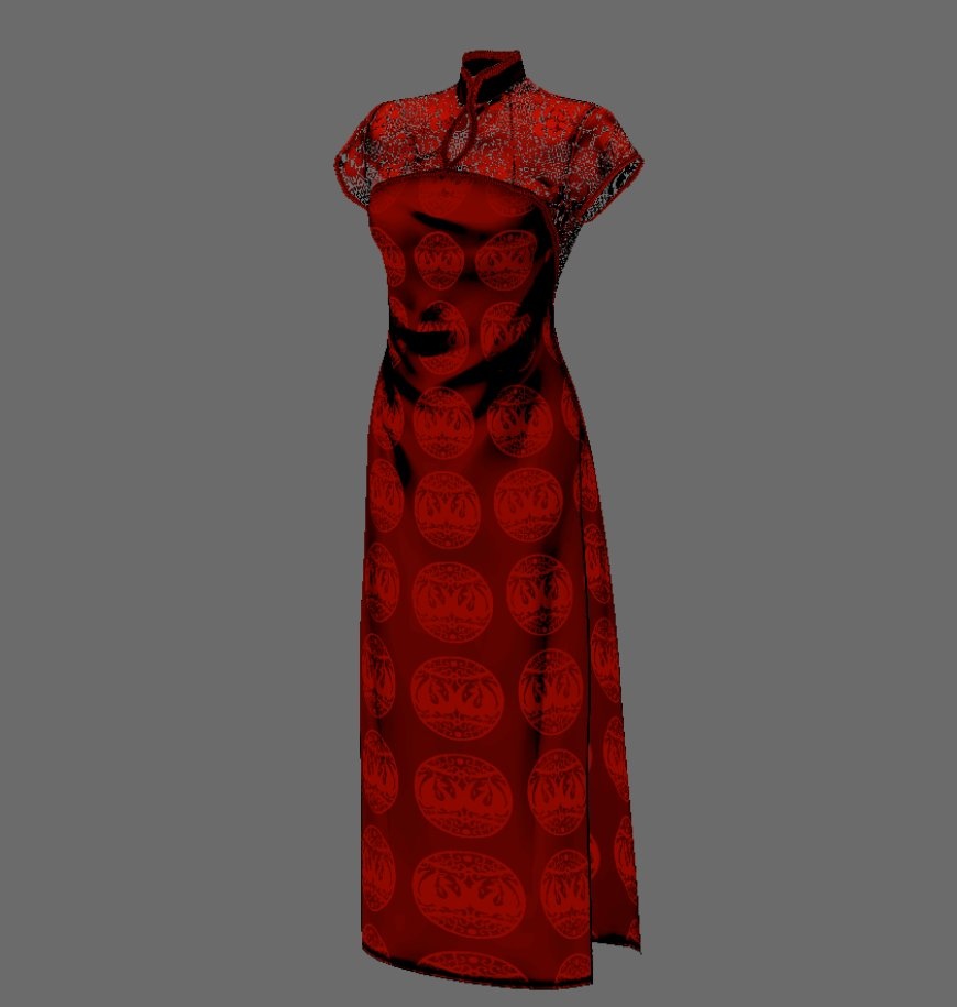 【Vroid】シンプル レースチャイナドレス(男女兼用/全6色)