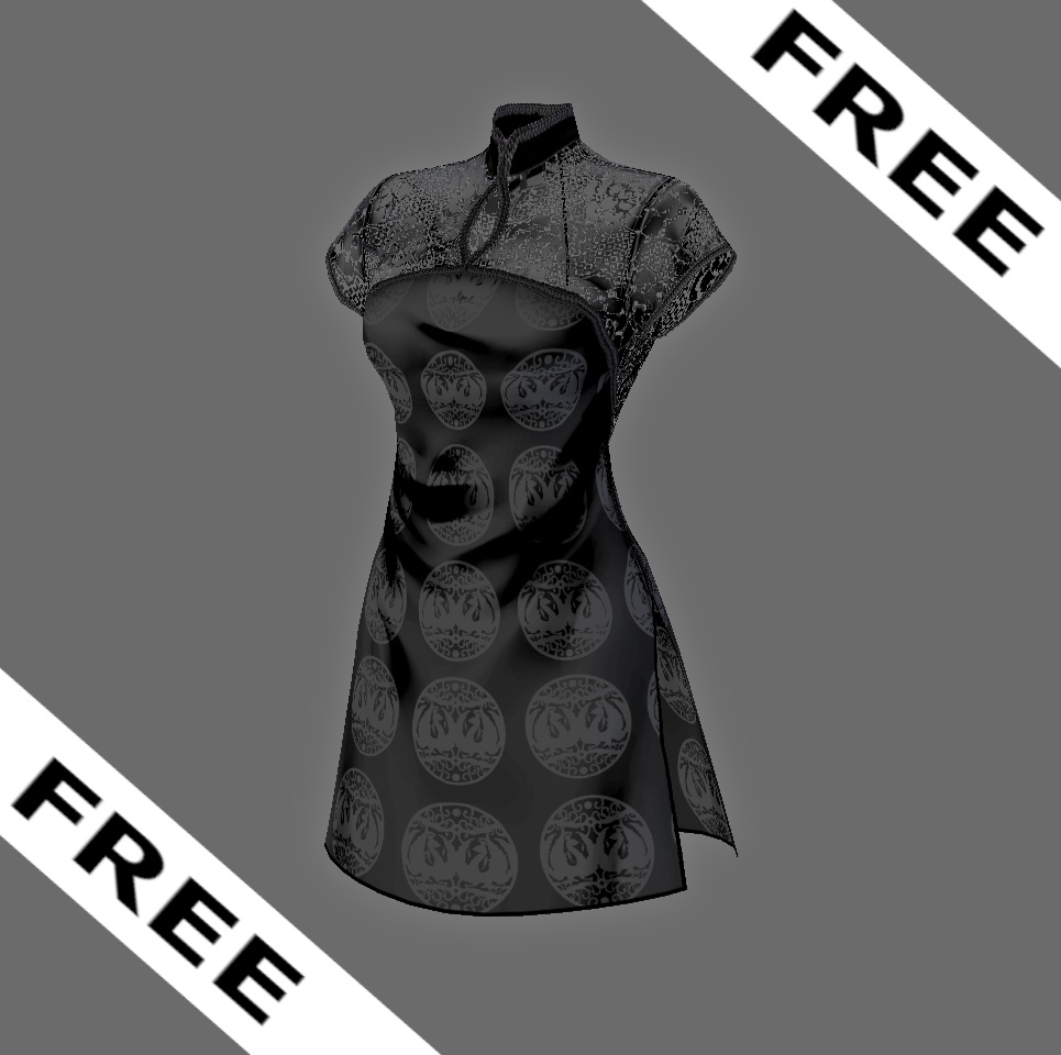 【Vroid】シンプル レースチャイナドレス(男女兼用/全6色)