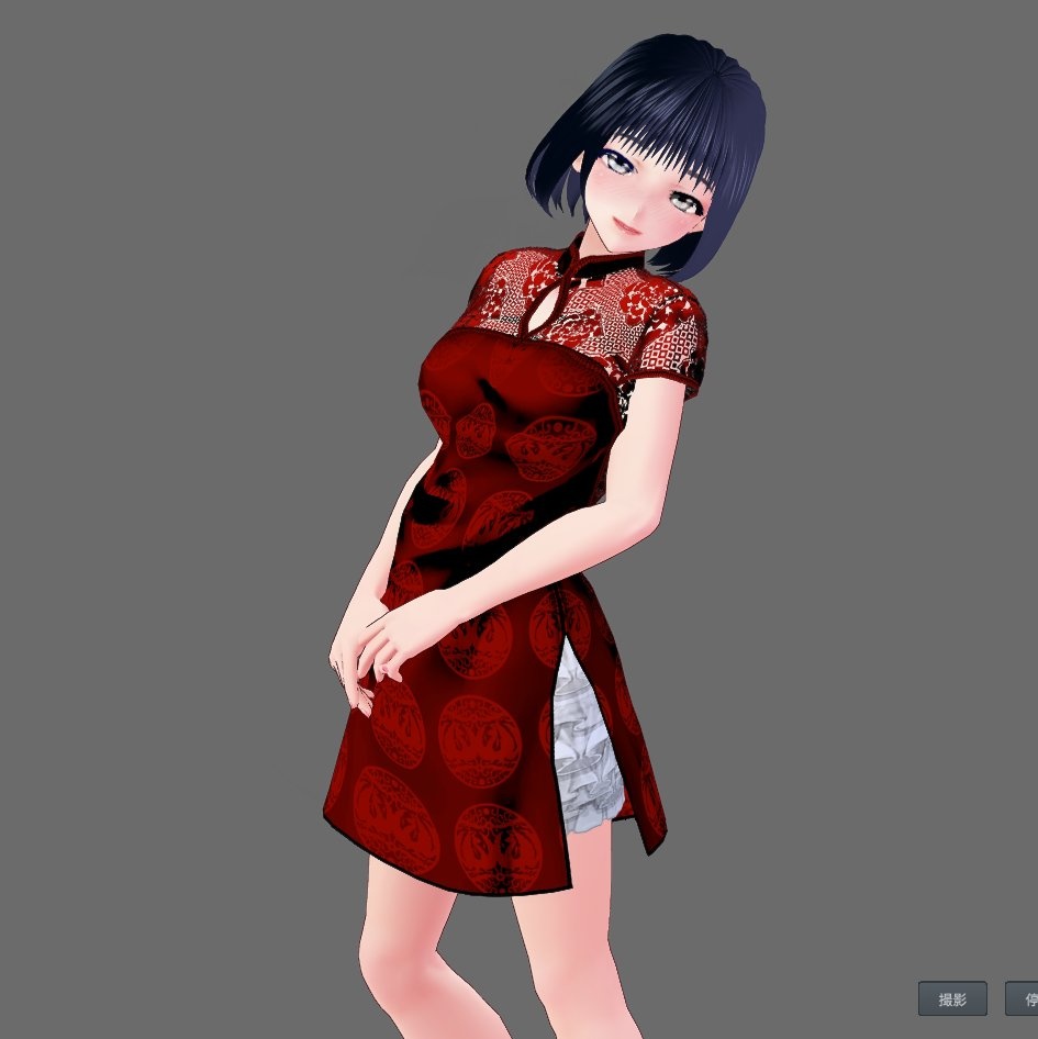 【Vroid】シンプル レースチャイナドレス(男女兼用/全6色)