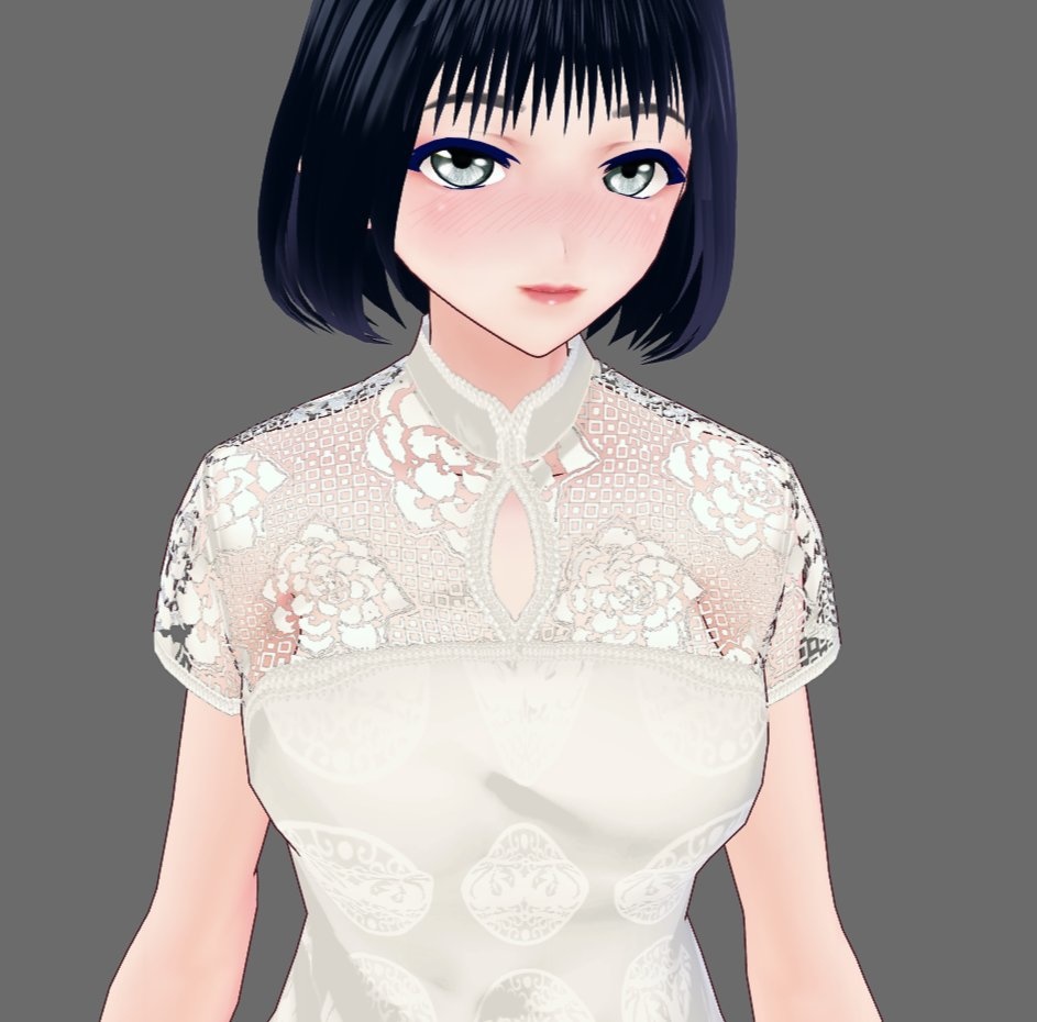 【Vroid】シンプル レースチャイナドレス(男女兼用/全6色)