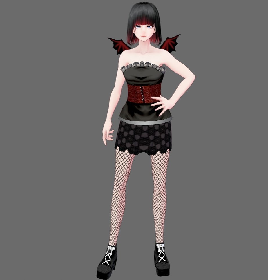 【Vroid】翼付きハロウィンツーピースドレス(男女兼用/全5色)