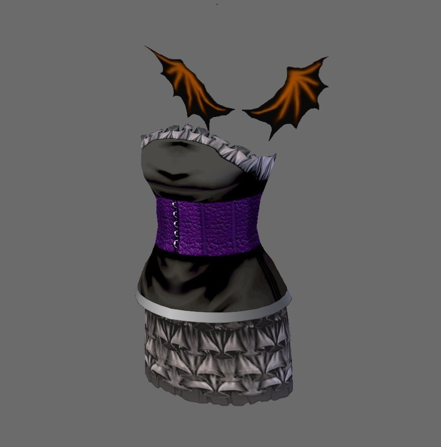 【Vroid】翼付きハロウィンツーピースドレス(男女兼用/全5色)