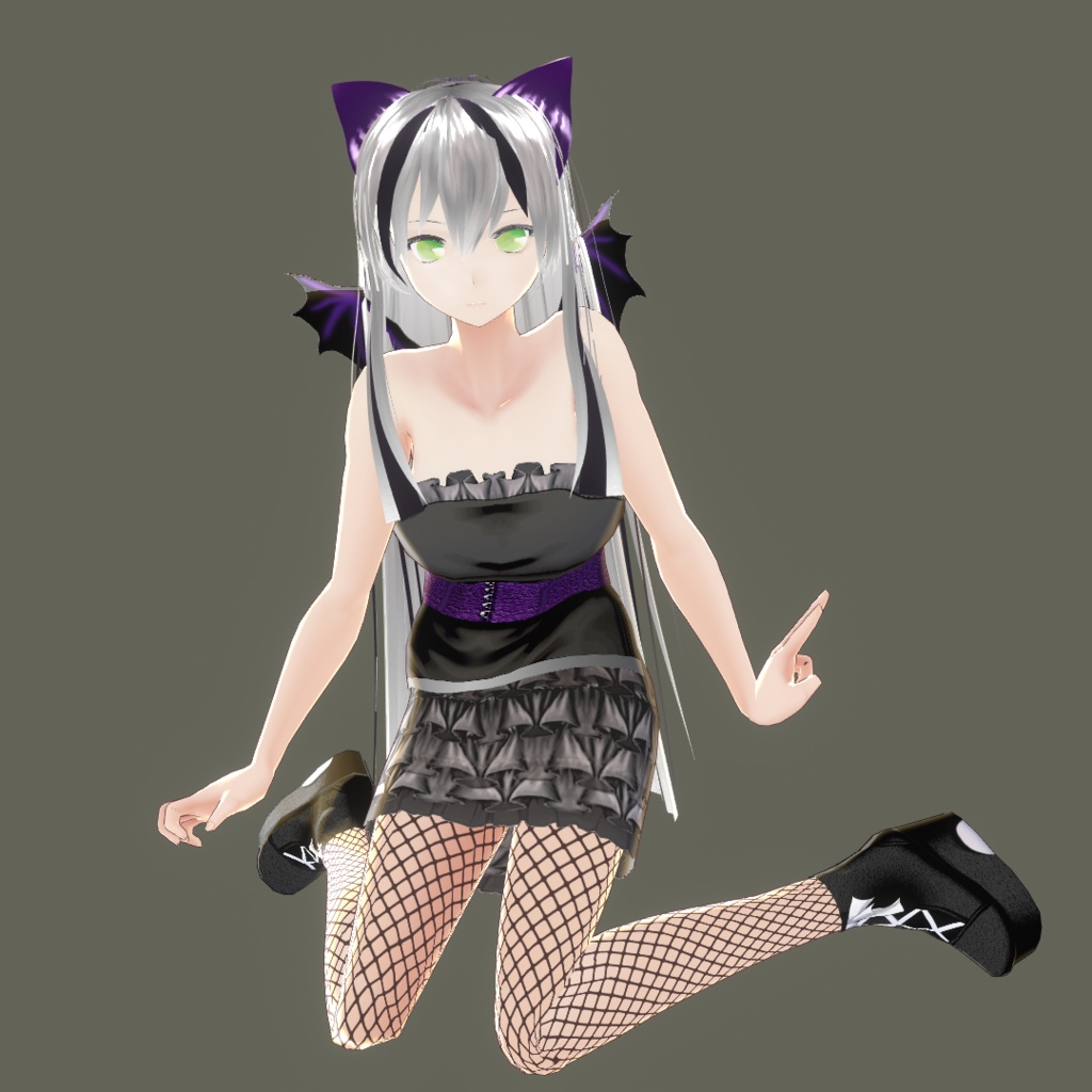 【Vroid】翼付きハロウィンツーピースドレス(男女兼用/全5色)