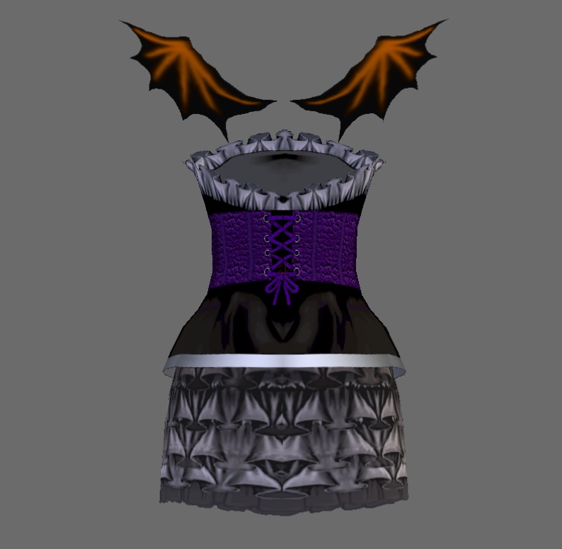 【Vroid】翼付きハロウィンツーピースドレス(男女兼用/全5色)