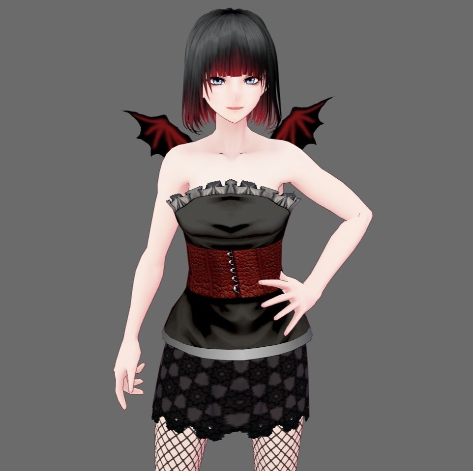 【Vroid】翼付きハロウィンツーピースドレス(男女兼用/全5色)