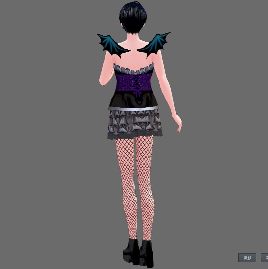 【Vroid】翼付きハロウィンツーピースドレス(男女兼用/全5色)