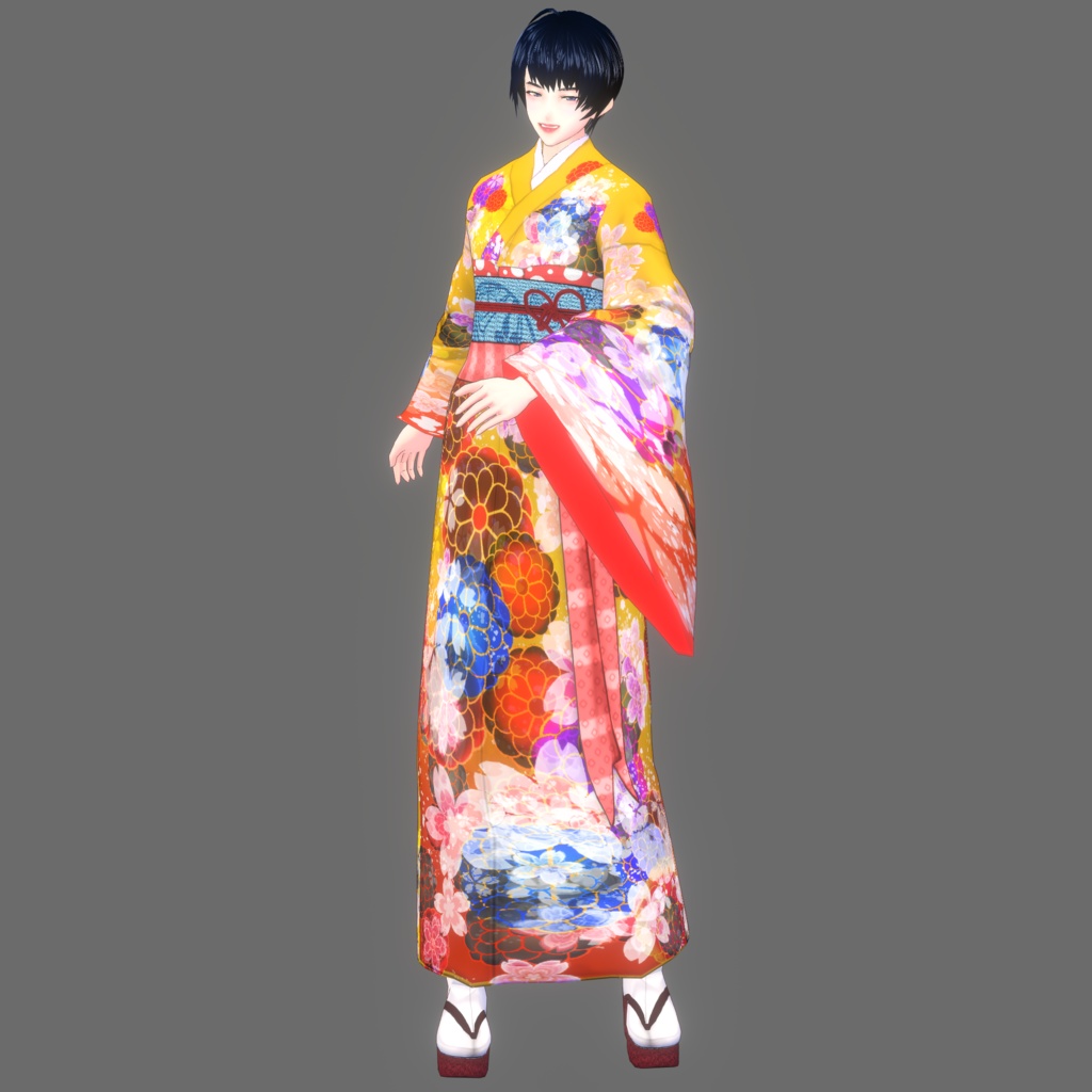 【Vroid】選んで作る貴方だけの華やか着物(追加パーツ&コーデ済み着物)【女性/女装用】