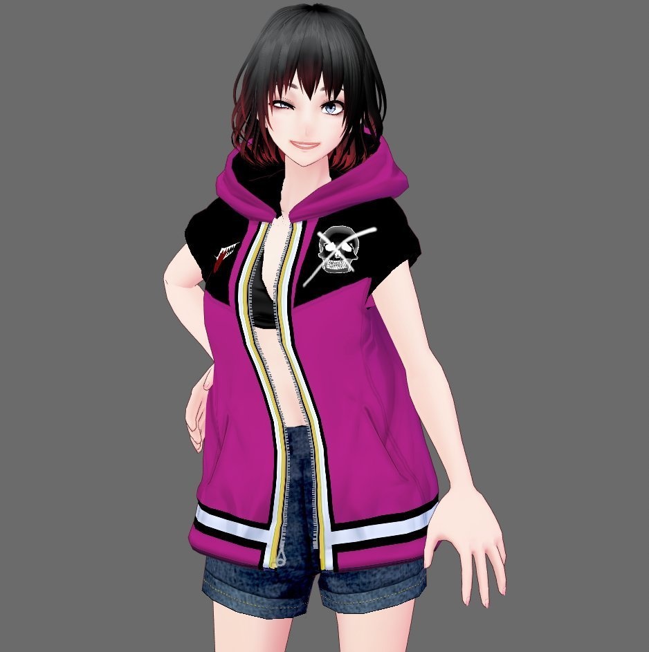 【Vroid】ファッション治安悪パーカー(無料版あり/男女兼用/4パターン6色・24着)