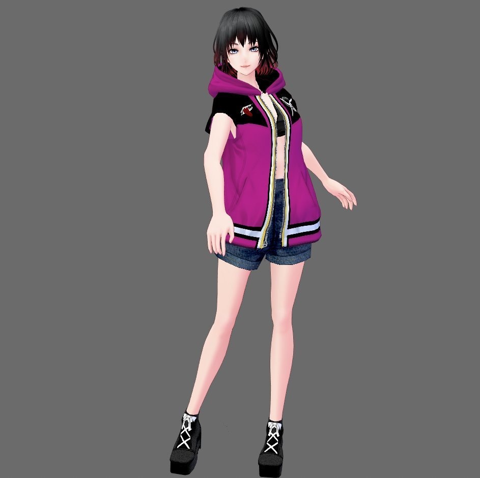 【Vroid】ファッション治安悪パーカー(無料版あり/男女兼用/4パターン6色・24着)