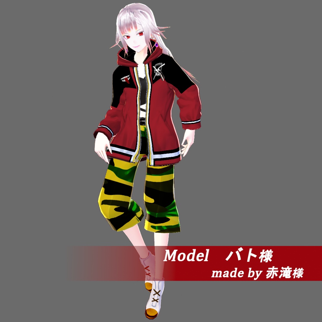 【Vroid】ファッション治安悪パーカー(無料版あり/男女兼用/4パターン6色・24着)