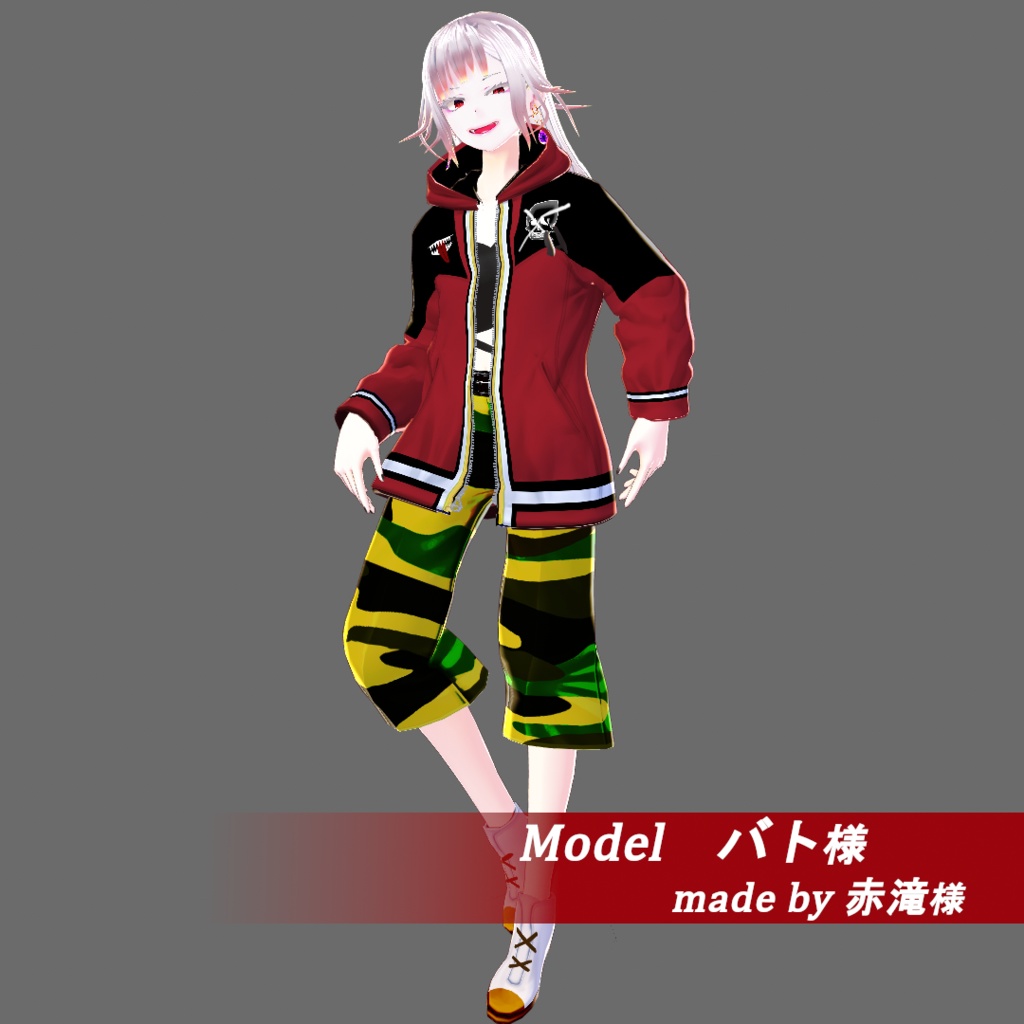 【Vroid】ファッション治安悪パーカー(無料版あり/男女兼用/4パターン6色・24着)