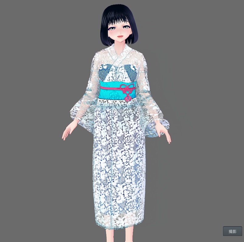 【Vroid】レース浴衣(無料版あり/女性・女装用/9着入り)