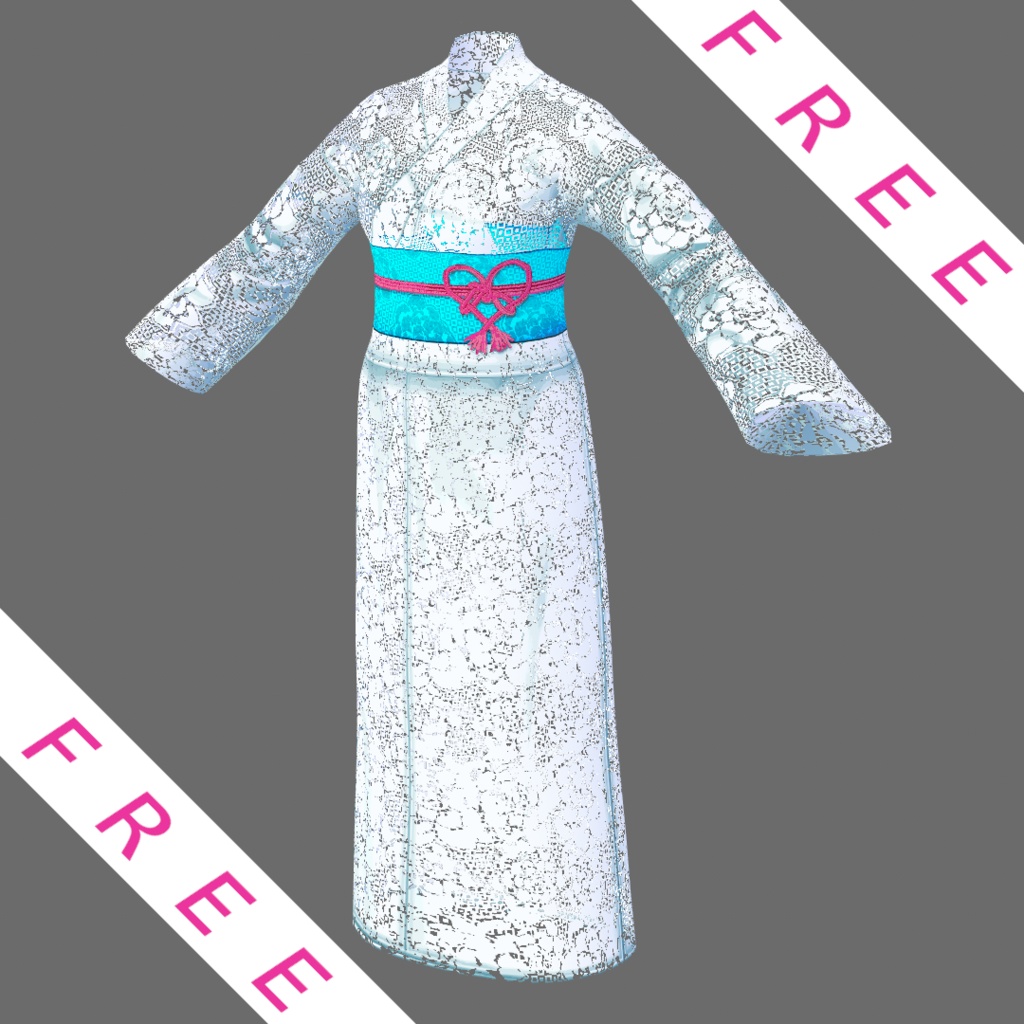 【Vroid】レース浴衣(無料版あり/女性・女装用/9着入り)