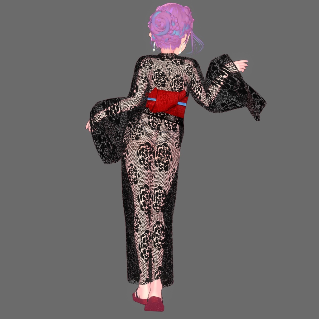 【Vroid】レース浴衣(無料版あり/女性・女装用/9着入り)