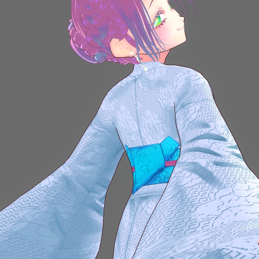 【Vroid】レース浴衣(無料版あり/女性・女装用/9着入り)