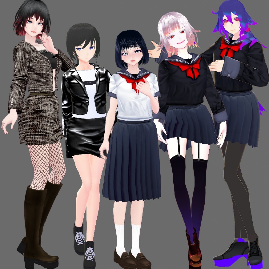 【Vroid】セーラー服(男女兼用/レザー&ツイードジャケット付)