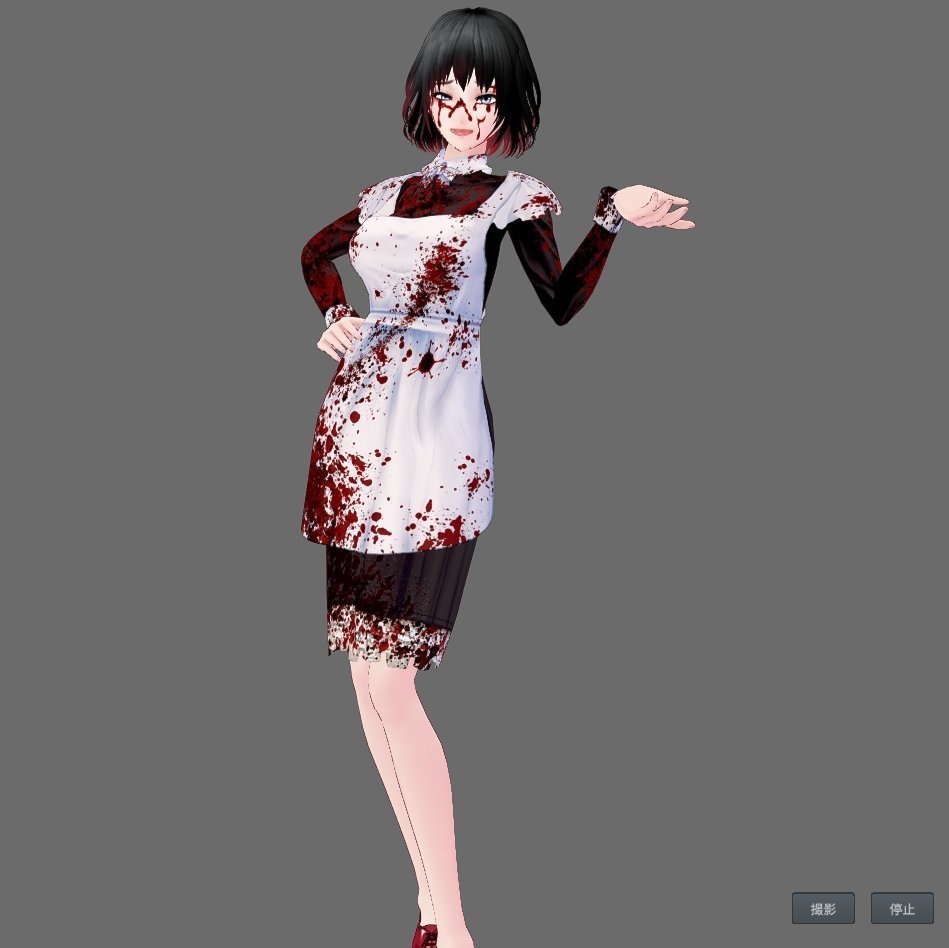 【Vroid】男女兼用メイド服(血塗れ版アリ)