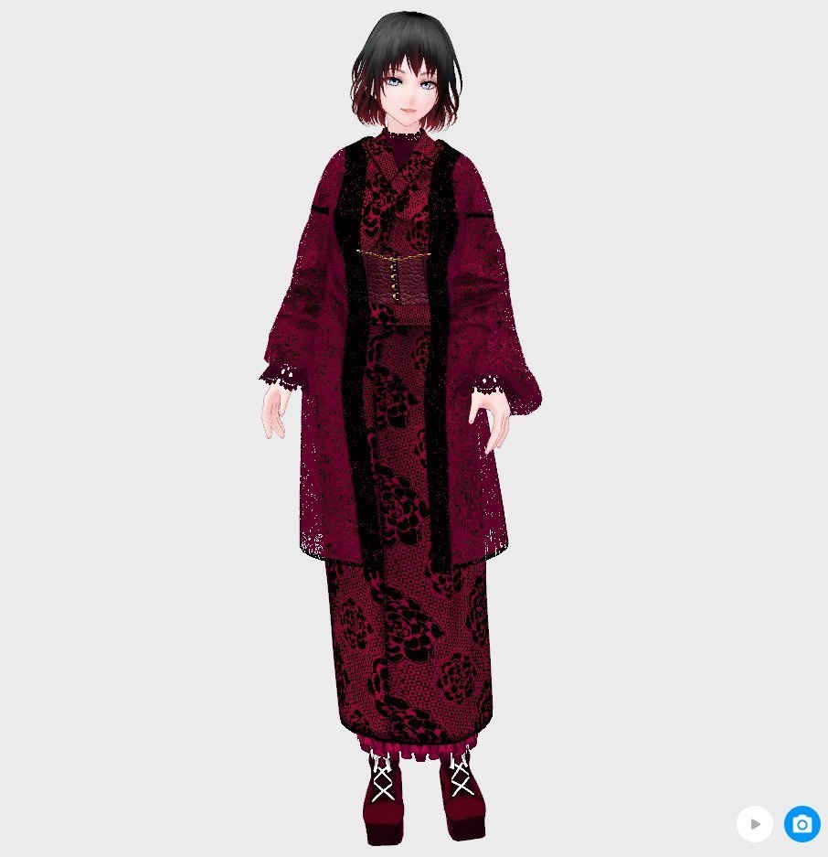 【Vroid】ワントーン着物セット【女性/女装用/正式版】