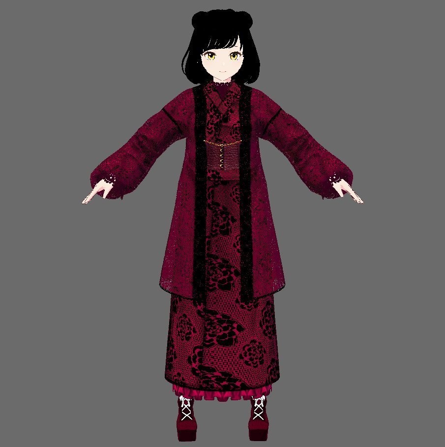 【Vroid】ワントーン着物セット【女性/女装用/正式版】