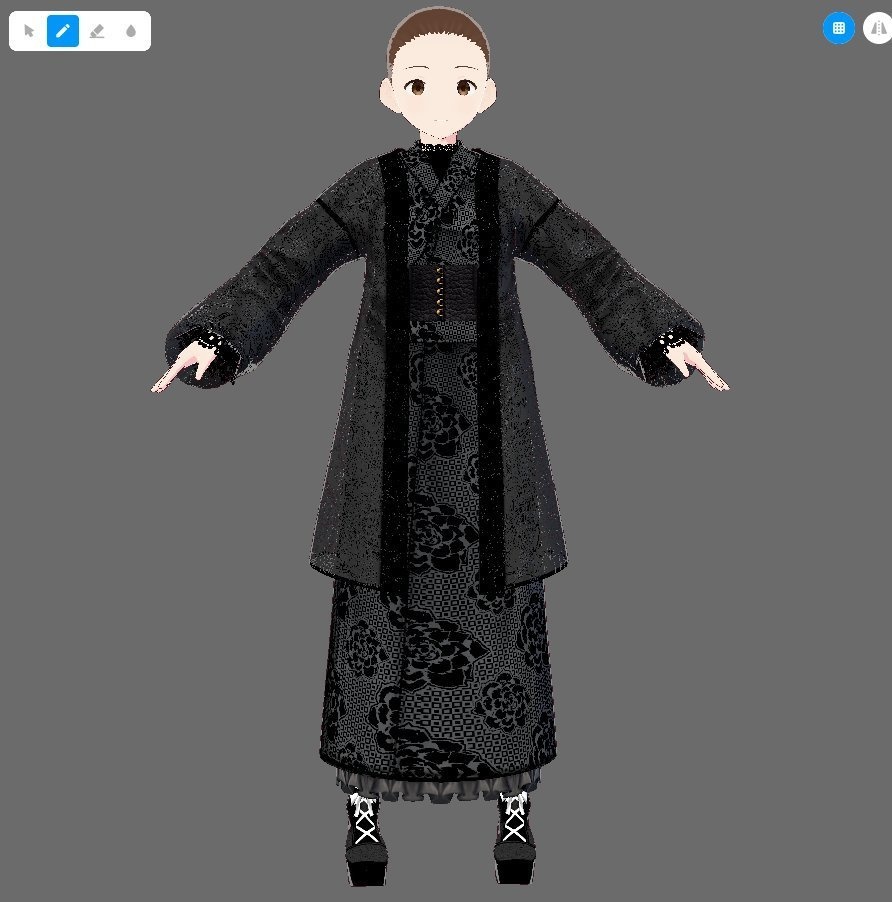 【Vroid】ワントーン着物セット【女性/女装用/正式版】