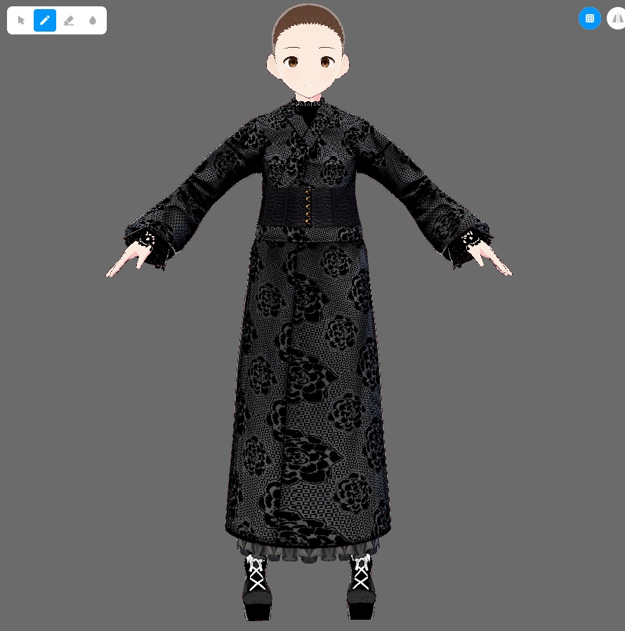 【Vroid】ワントーン着物セット【女性/女装用/正式版】