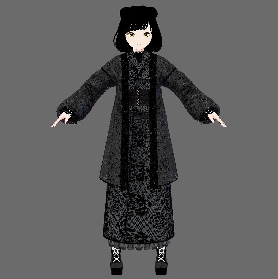 【Vroid】ワントーン着物セット【女性/女装用/正式版】