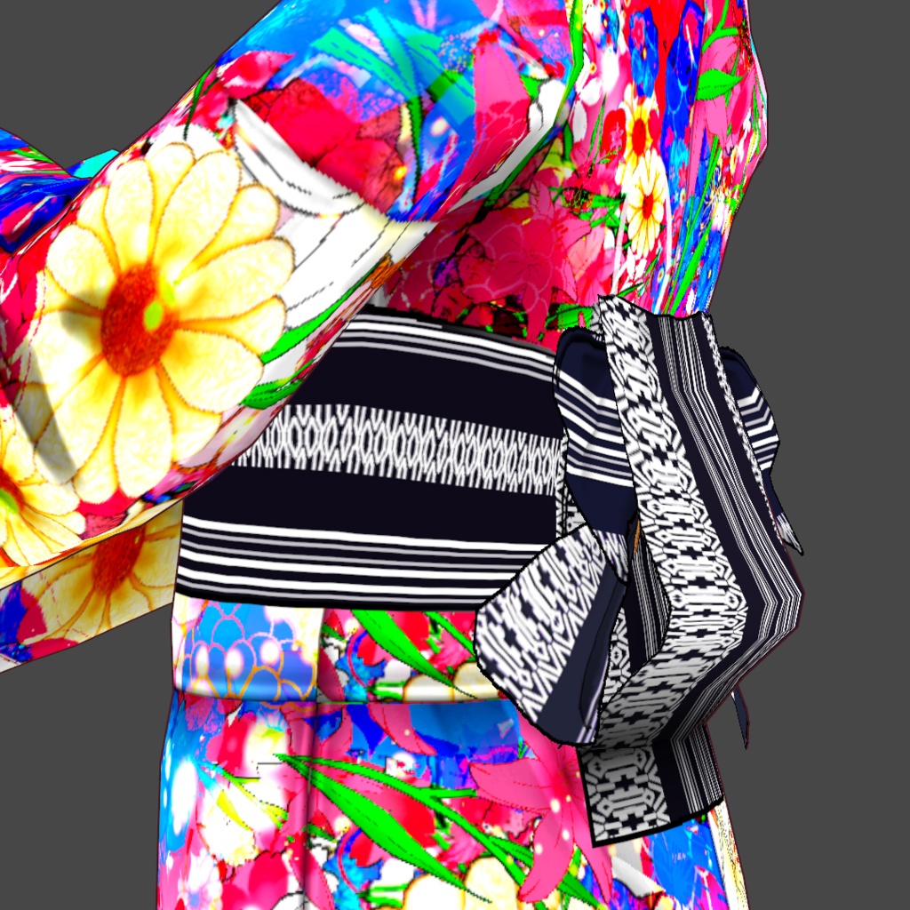 【Vroid】後ろ姿美人・角出し風帯(小物・着物3着付)【女性/女装用】