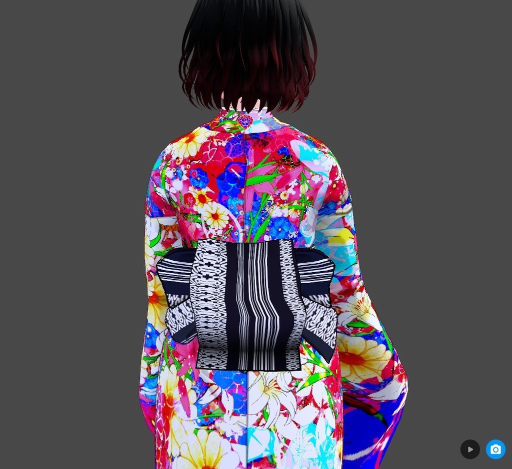 【Vroid】後ろ姿美人・角出し風帯(小物・着物3着付)【女性/女装用】