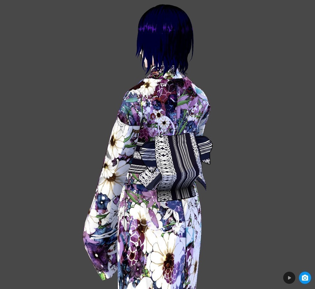 【Vroid】後ろ姿美人・角出し風帯(小物・着物3着付)【女性/女装用】