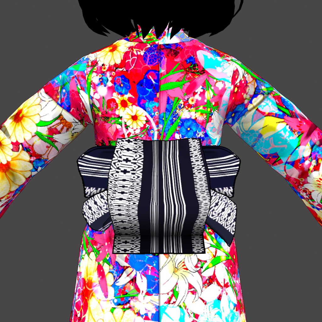 【Vroid】後ろ姿美人・角出し風帯(小物・着物3着付)【女性/女装用】