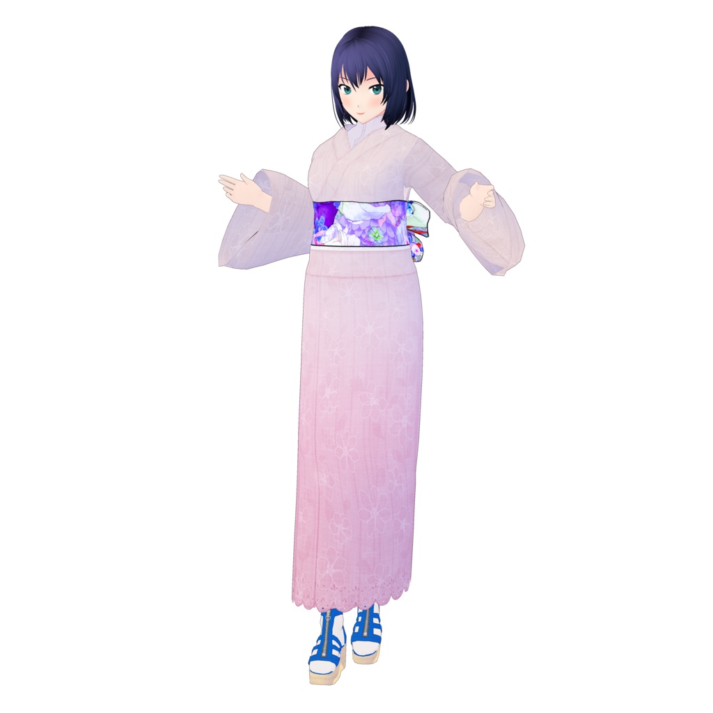 【Vroid】後ろ姿美人・角出し風帯(小物・着物3着付)【女性/女装用】