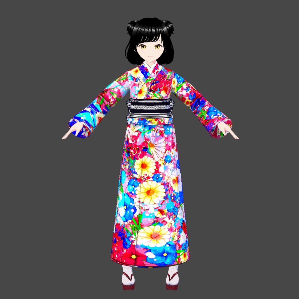 【Vroid】後ろ姿美人・角出し風帯(小物・着物3着付)【女性/女装用】