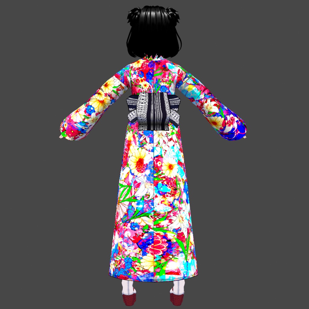 【Vroid】後ろ姿美人・角出し風帯(小物・着物3着付)【女性/女装用】