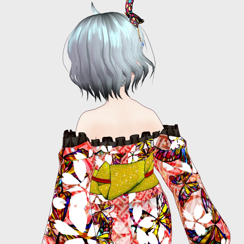 【Vroid】パーツセレクト・オフショル浴衣【女性・女装用/正式版】