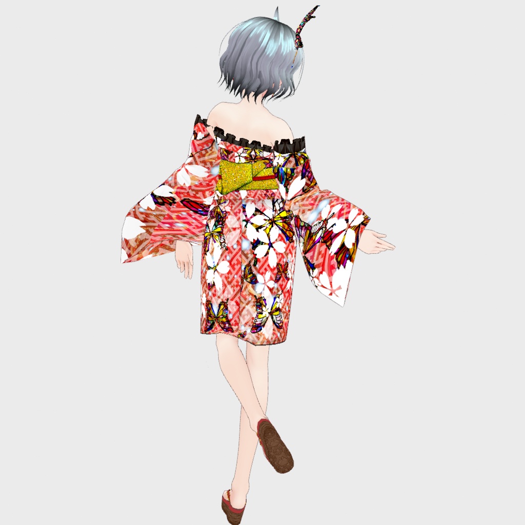 【Vroid】パーツセレクト・オフショル浴衣【女性・女装用/正式版】