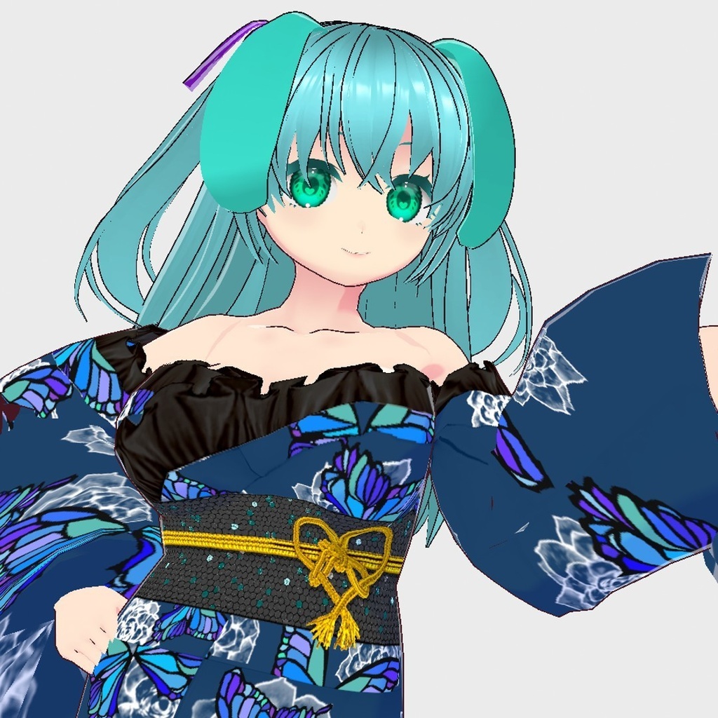 【Vroid】パーツセレクト・オフショル浴衣【女性・女装用/正式版】