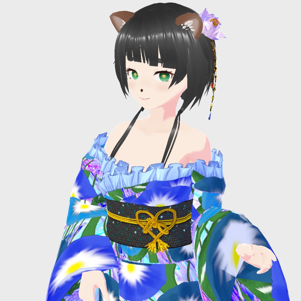 【Vroid】パーツセレクト・オフショル浴衣【女性・女装用/正式版】