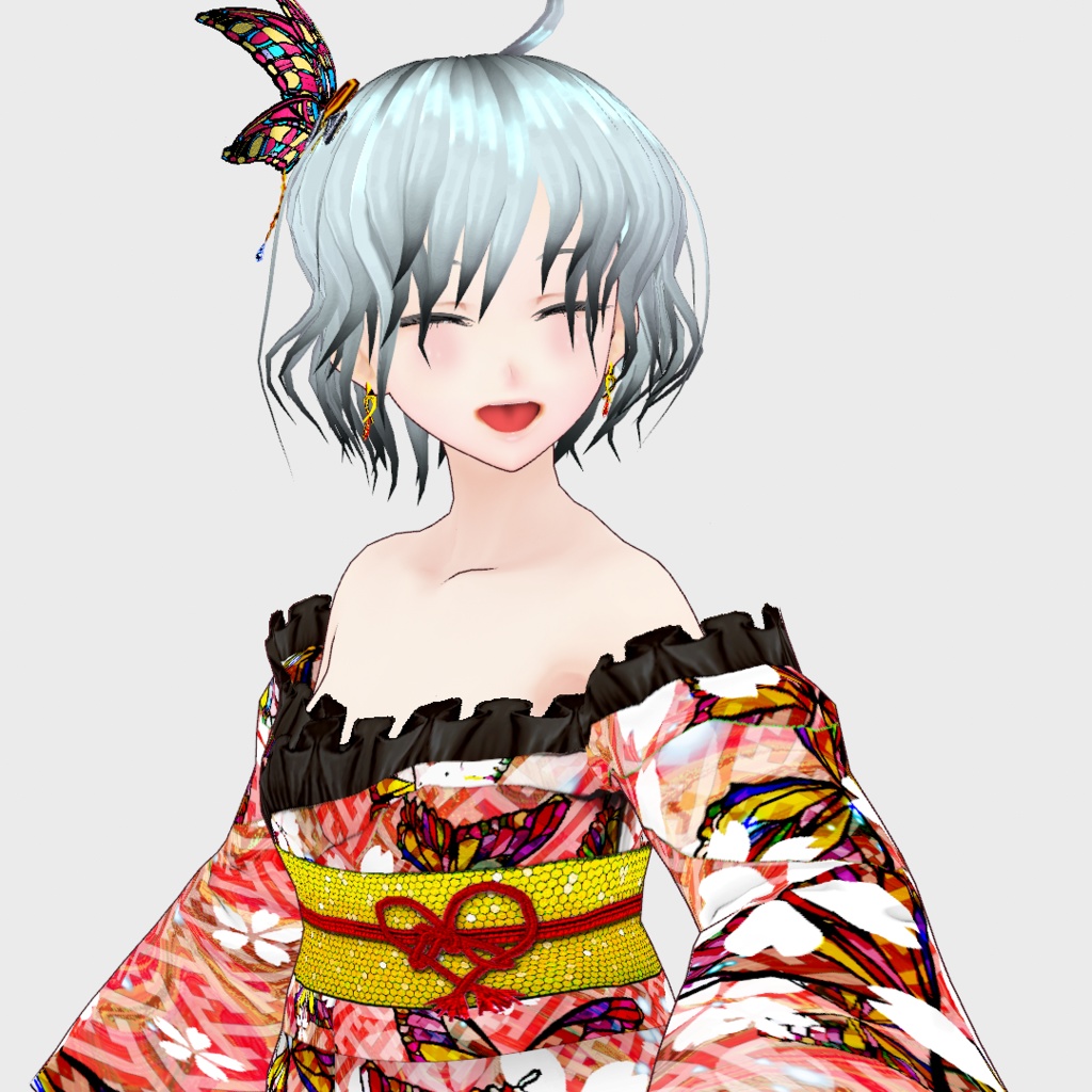 【Vroid】パーツセレクト・オフショル浴衣【女性・女装用/正式版】