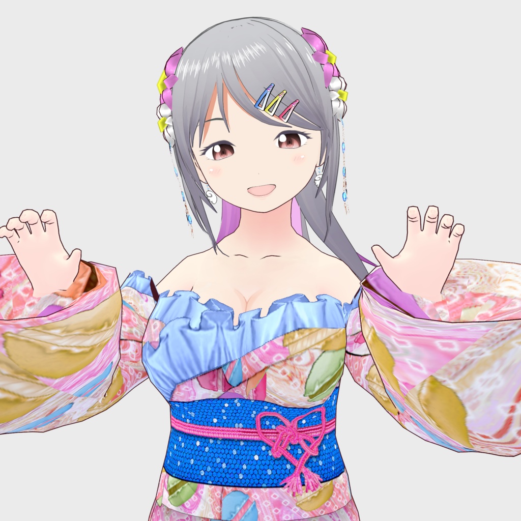 【Vroid】パーツセレクト・オフショル浴衣【女性・女装用/正式版】